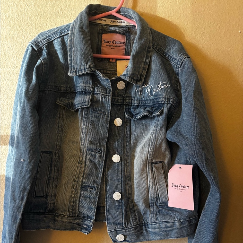 Juicy Couture Kids Blue Denim Jacket with White Embroidery
